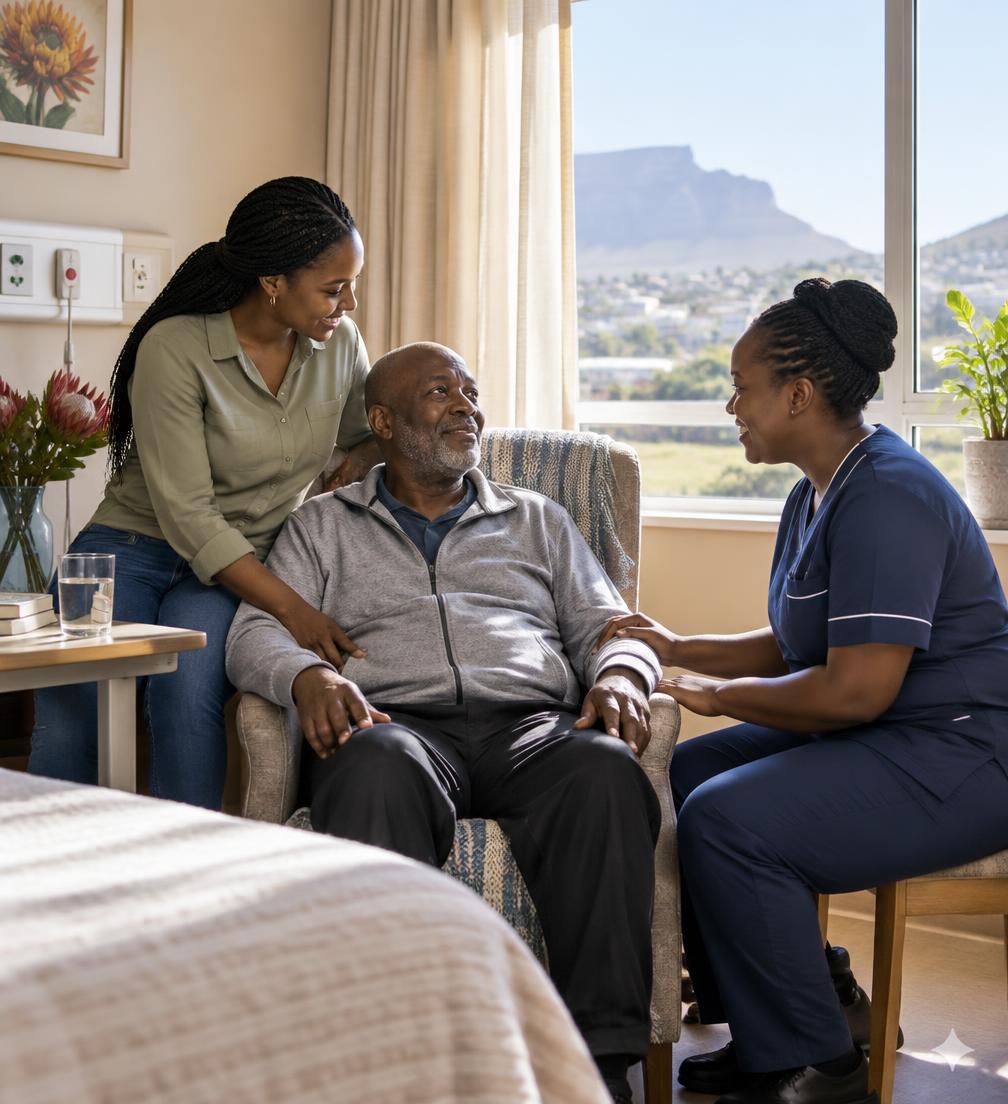 Patient connecting with family and caregiver